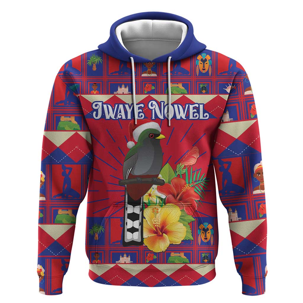 Personalized Haiti Jwaye Nowel Hoodie Hispaniolan Trogon With Hibiscus Flowers LT18