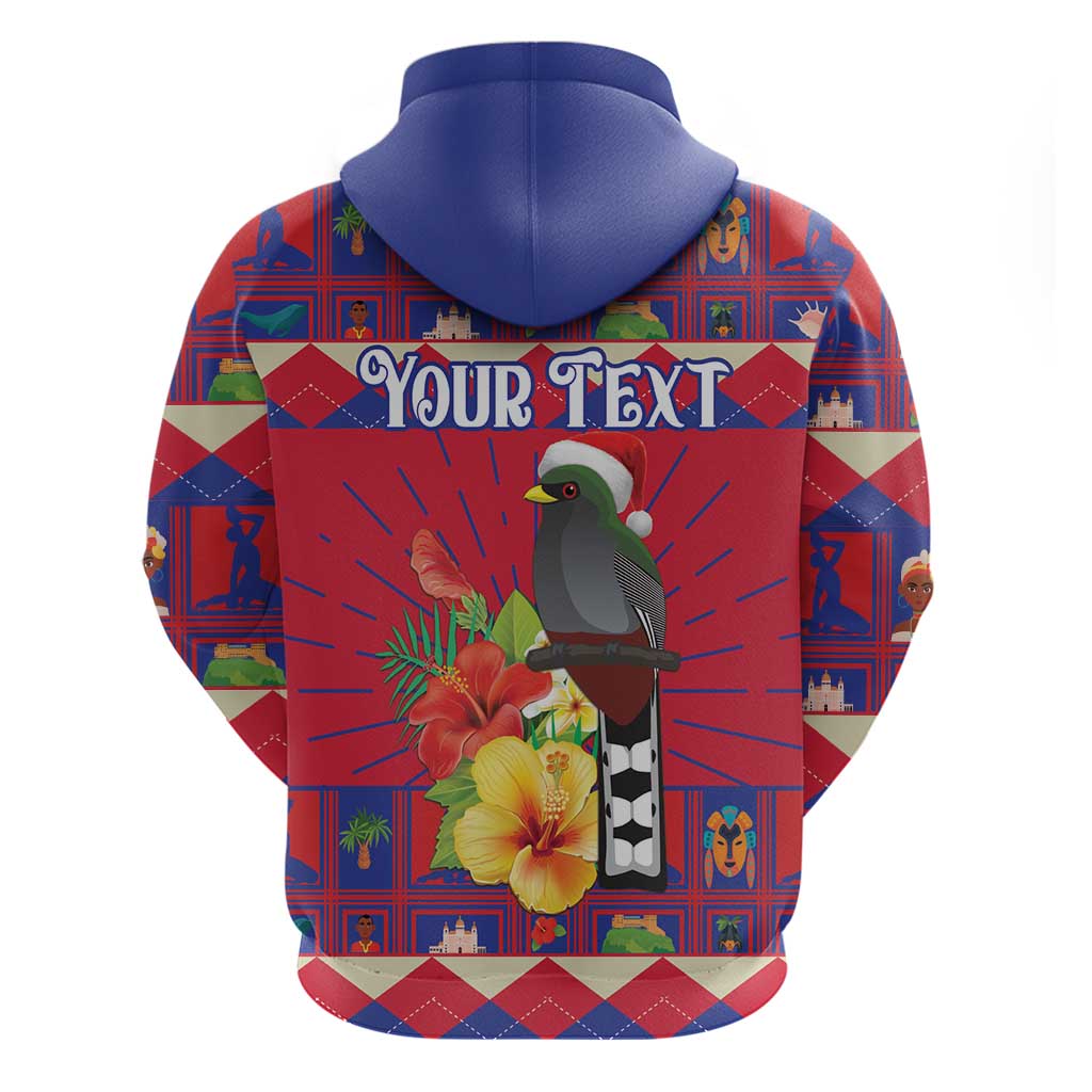 Personalized Haiti Jwaye Nowel Hoodie Hispaniolan Trogon With Hibiscus Flowers LT18