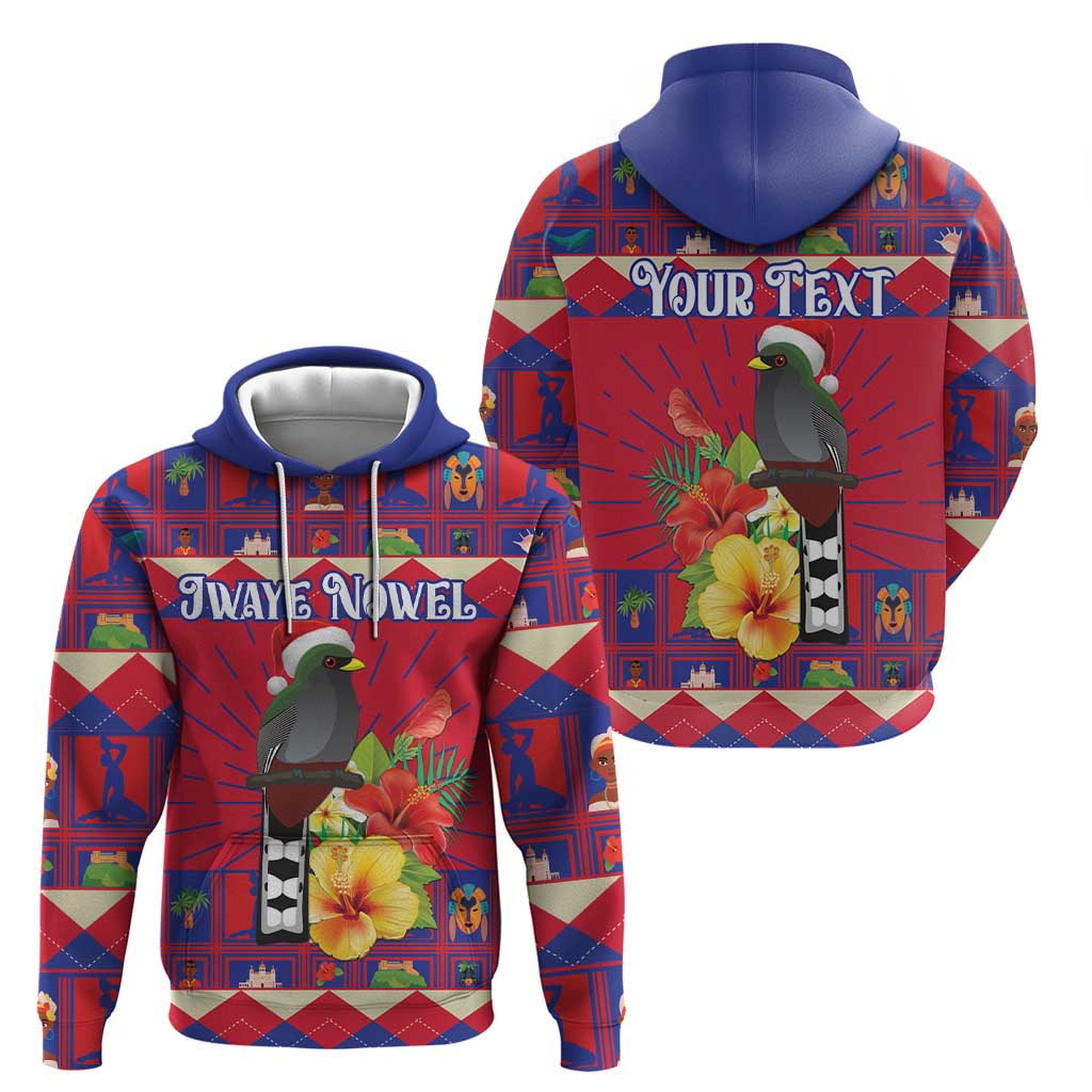Personalized Haiti Jwaye Nowel Hoodie Hispaniolan Trogon With Hibiscus Flowers LT18