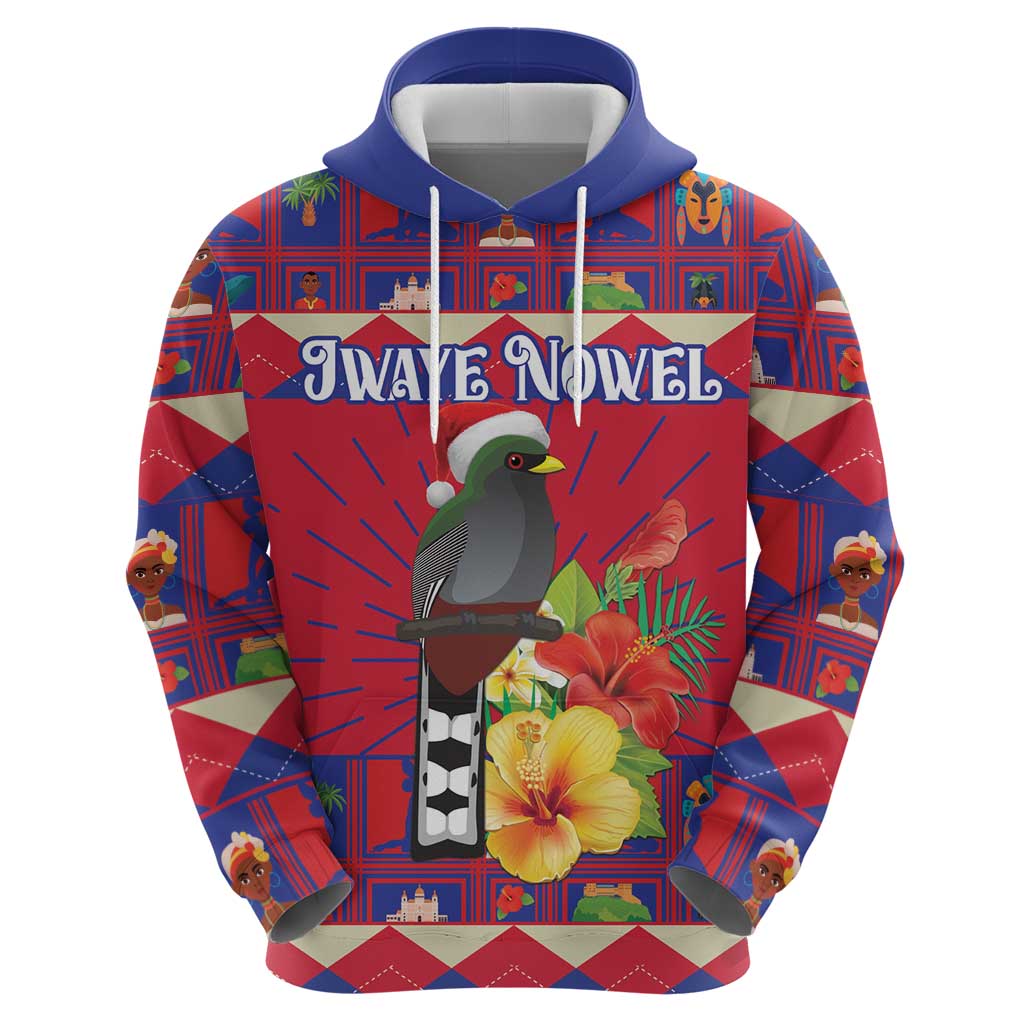 Personalized Haiti Jwaye Nowel Hoodie Hispaniolan Trogon With Hibiscus Flowers LT18