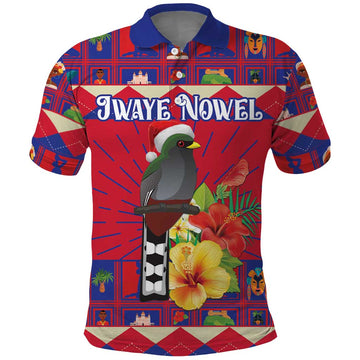 Personalized Haiti Jwaye Nowel Polo Shirt Hispaniolan Trogon With Hibiscus Flowers LT18