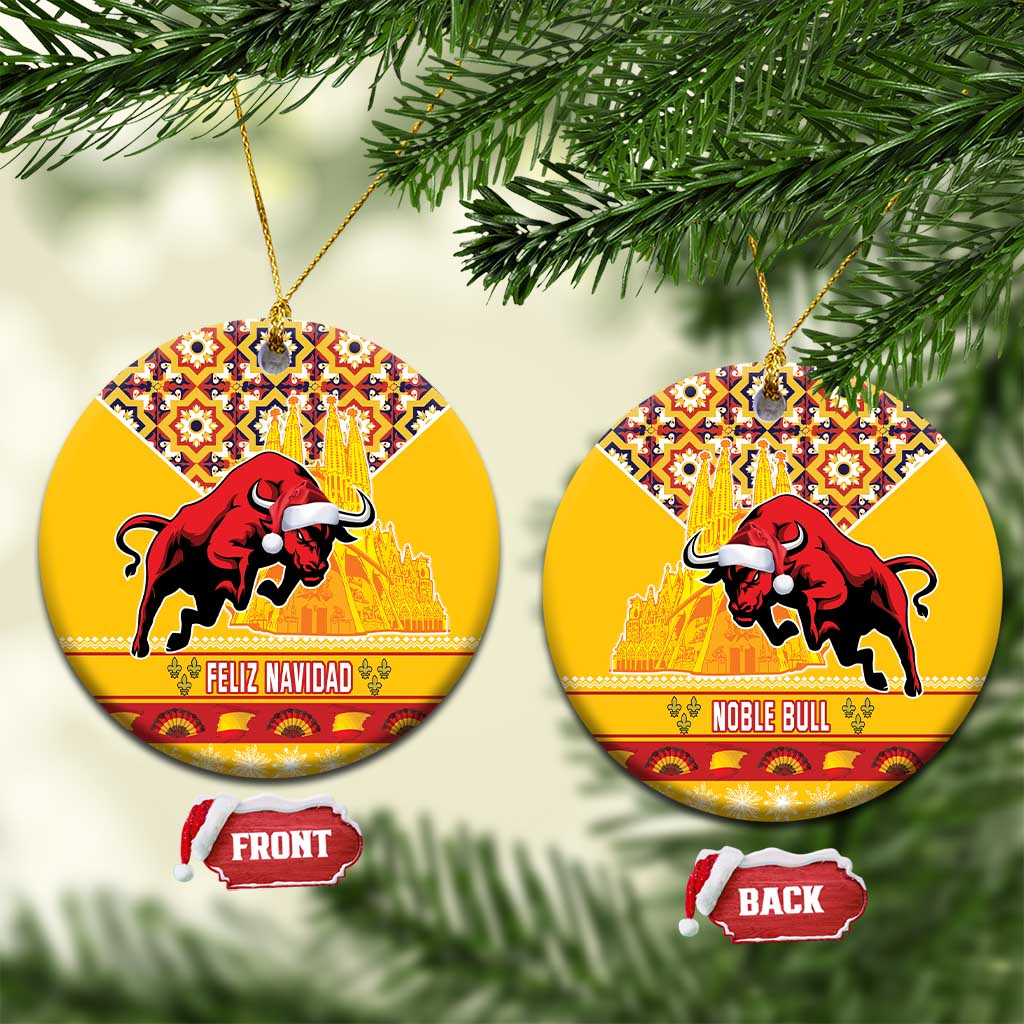 Spain Christmas Ceramic Ornament Noble Bull With Sagrada Famlia LT18