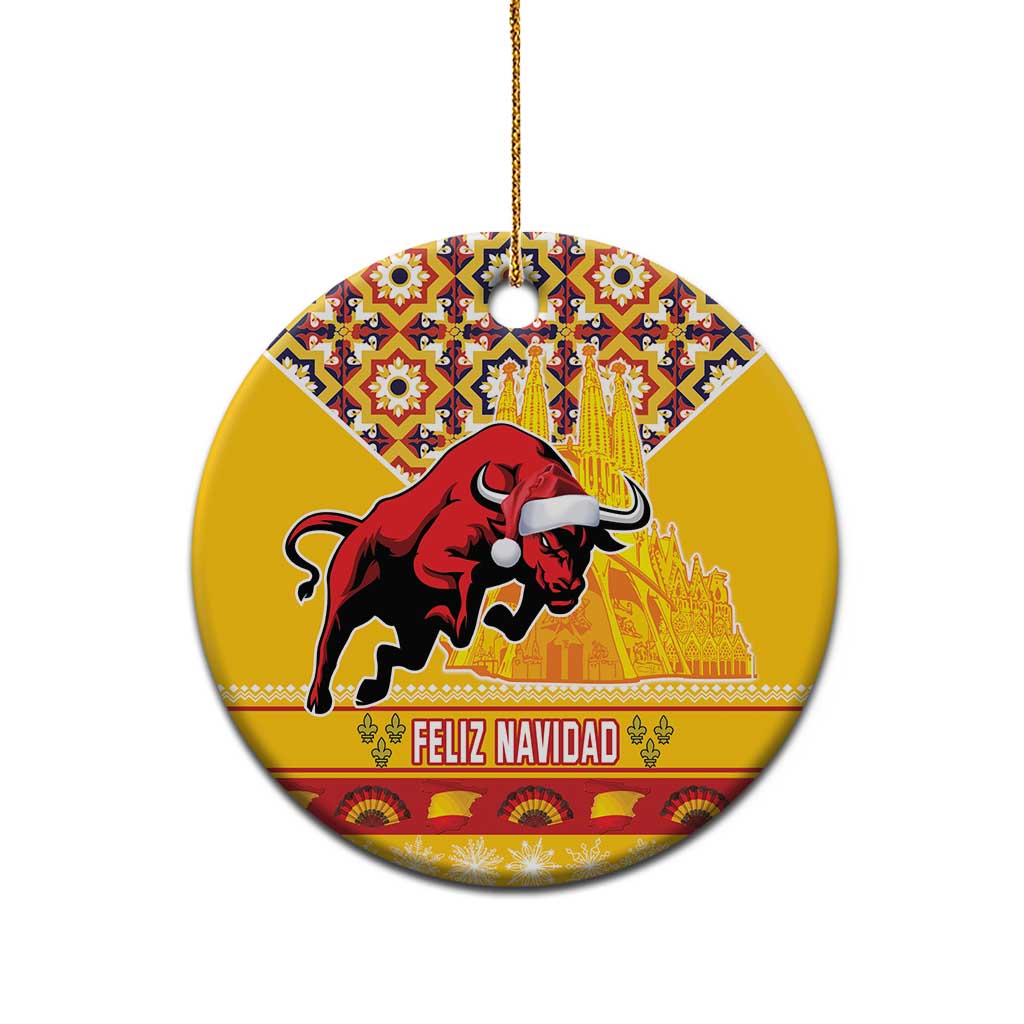 Spain Christmas Ceramic Ornament Noble Bull With Sagrada Famlia LT18