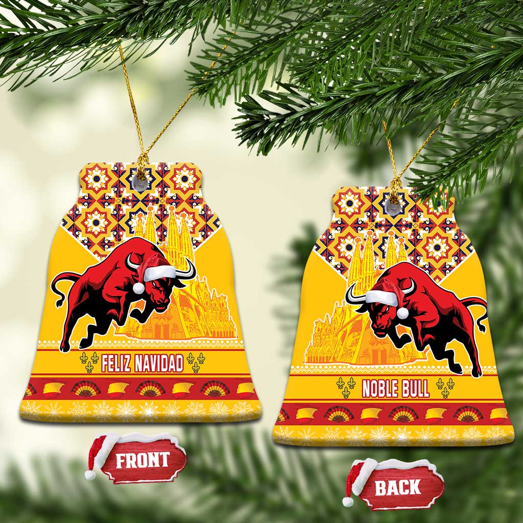 Spain Christmas Ceramic Ornament Noble Bull With Sagrada Famlia LT18