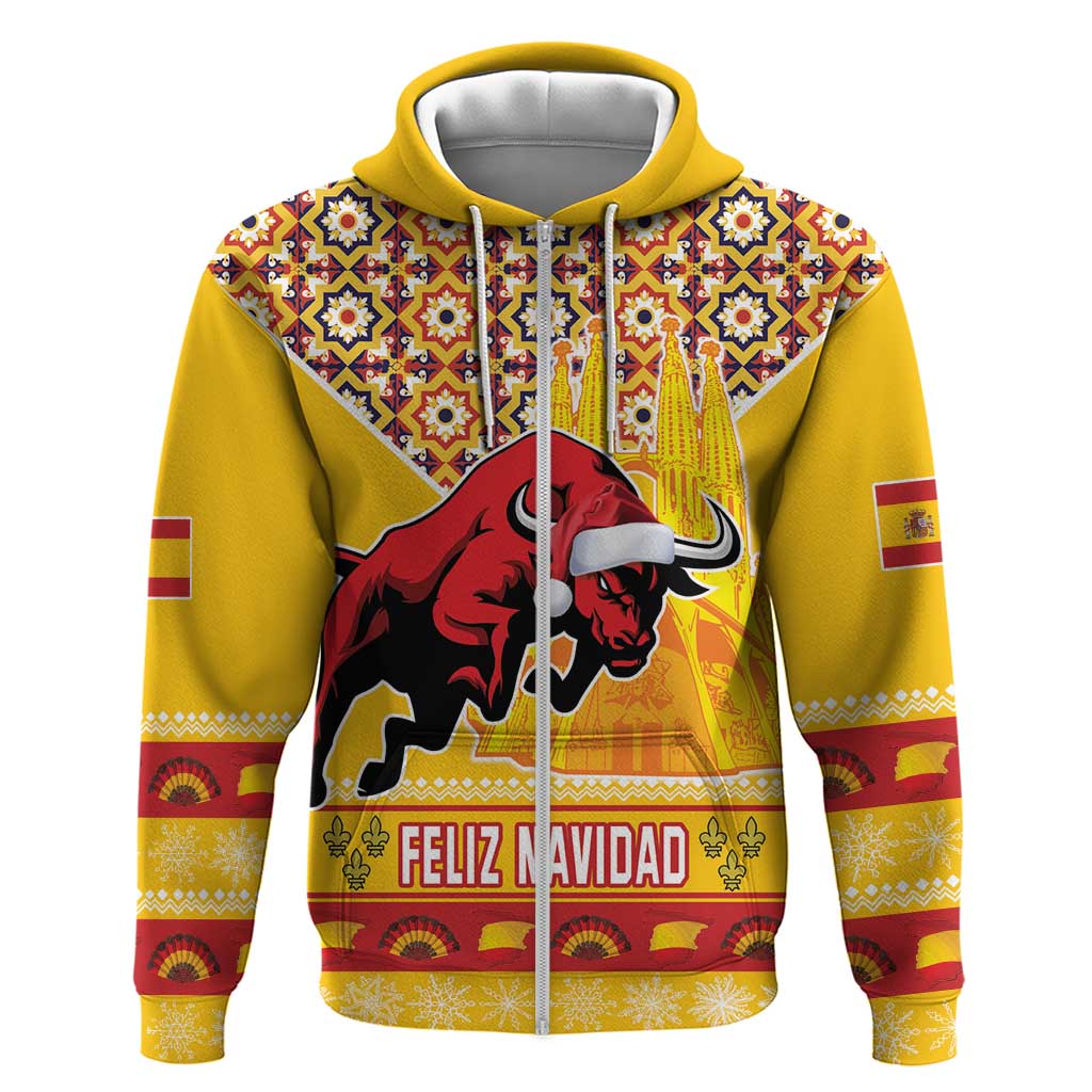 Spain Christmas Hoodie Noble Bull With Sagrada Famlia LT18