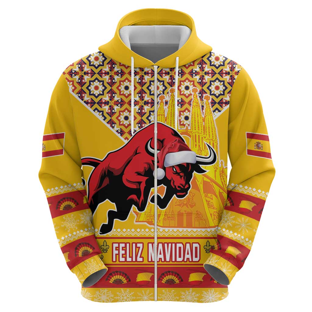 Spain Christmas Hoodie Noble Bull With Sagrada Famlia LT18