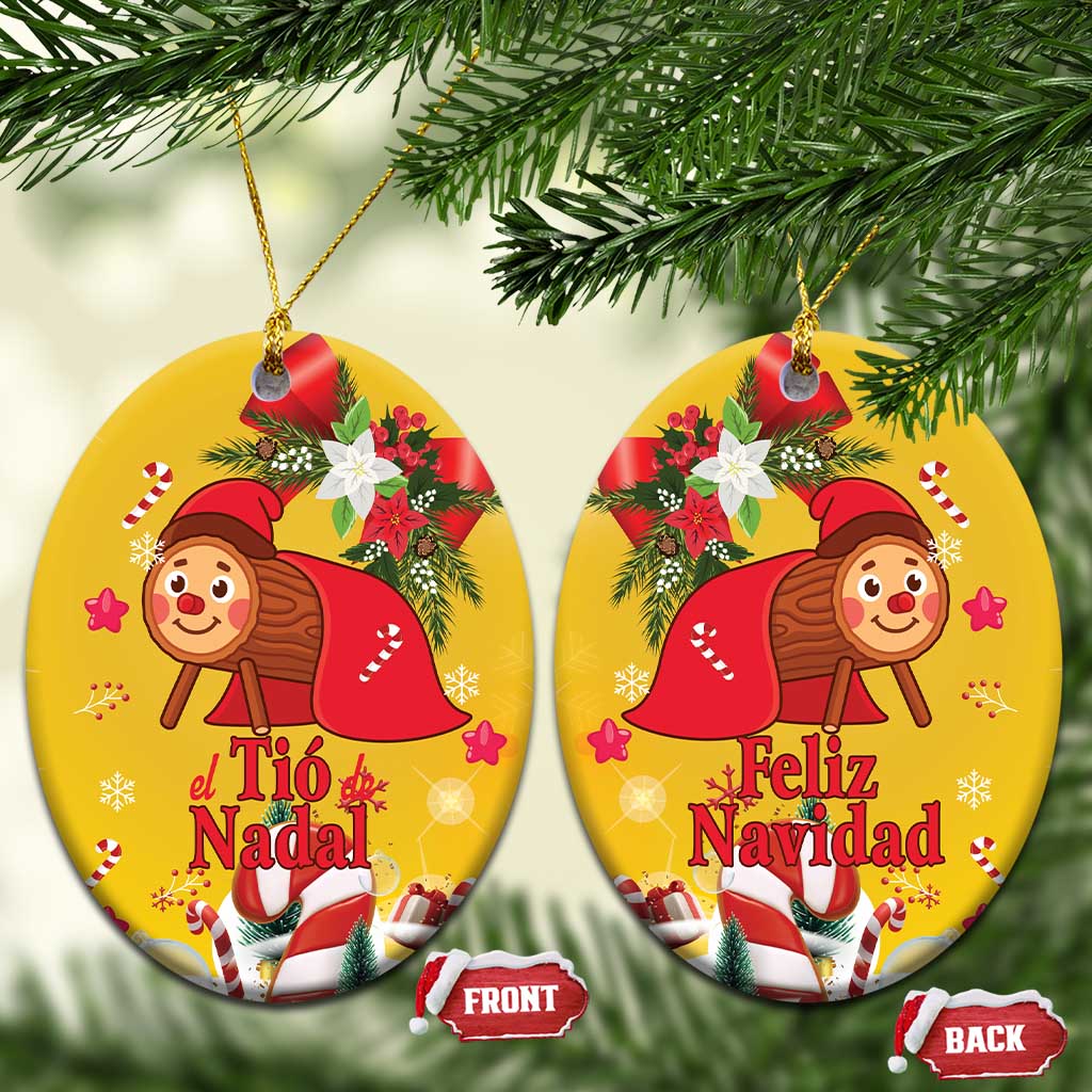 Spain Tio de Nadal Christmas Ceramic Ornament Traditional Christmas Log Yellow Version LT18