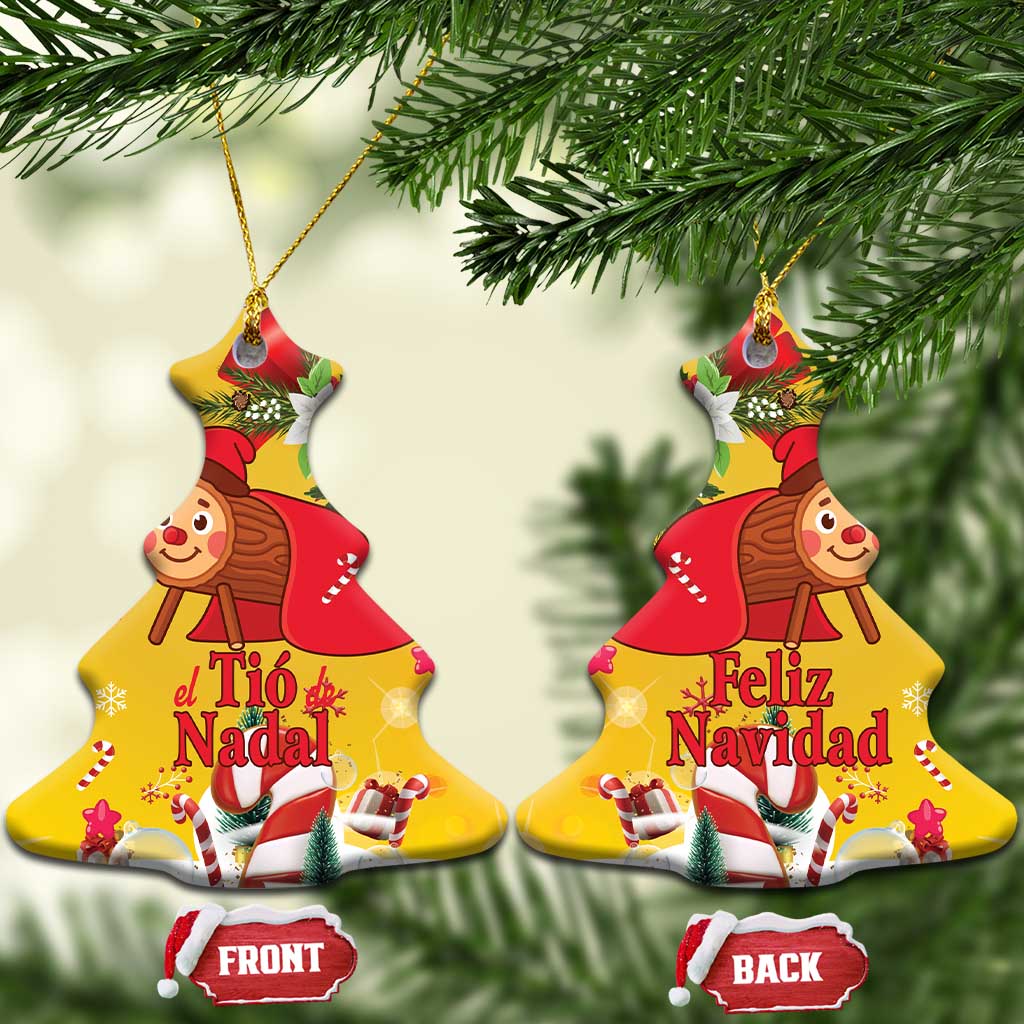 Spain Tio de Nadal Christmas Ceramic Ornament Traditional Christmas Log Yellow Version LT18