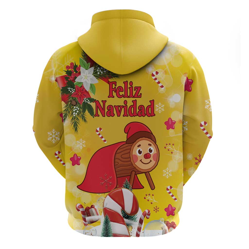 Spain Tio de Nadal Christmas Hoodie Traditional Christmas Log Yellow Version LT18