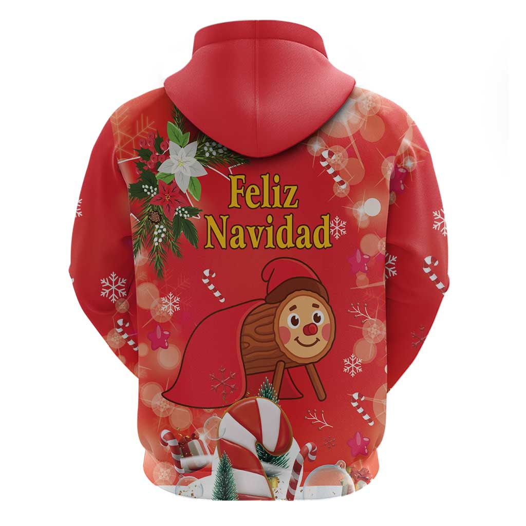 Spain Tio de Nadal Christmas Hoodie Traditional Christmas Log Red Version LT18