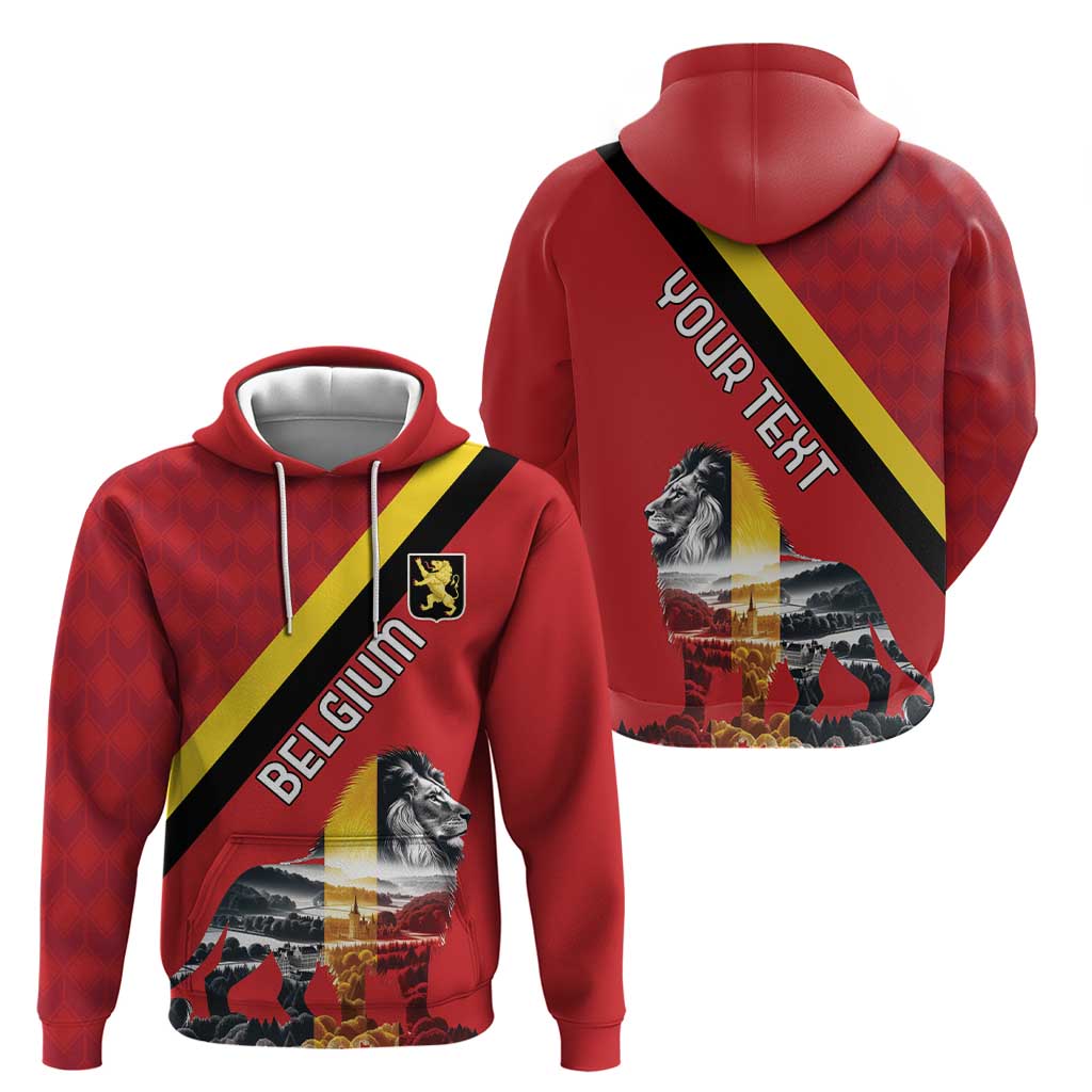 Personalized Belgium Hoodie Lion Rampant With Belgium Flag Colors LT18