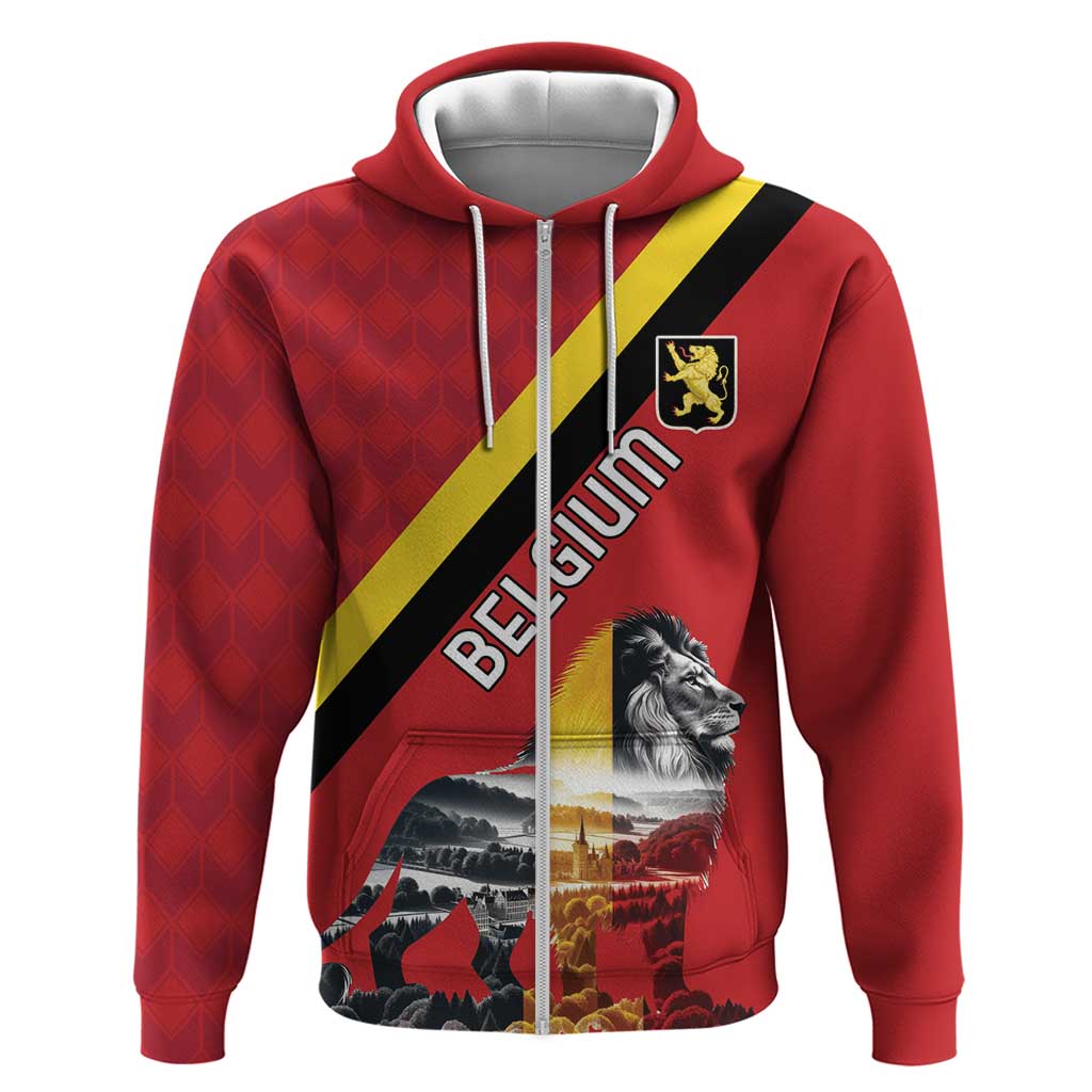 Personalized Belgium Hoodie Lion Rampant With Belgium Flag Colors LT18