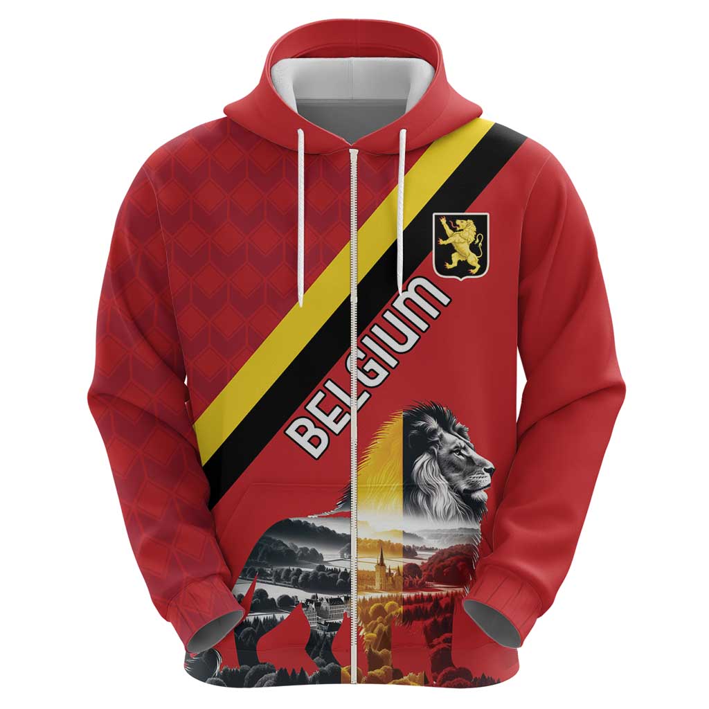 Personalized Belgium Hoodie Lion Rampant With Belgium Flag Colors LT18