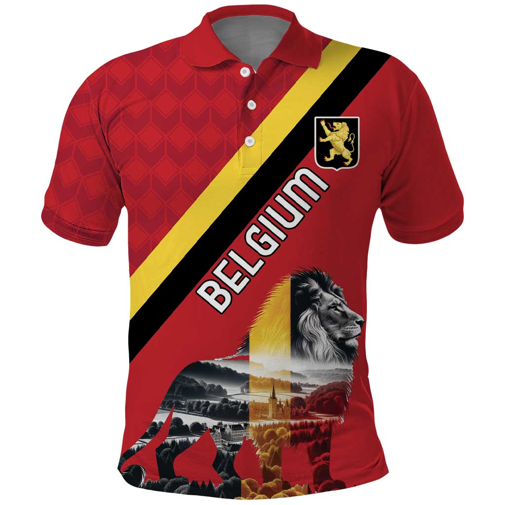 Personalized Belgium Polo Shirt Lion Rampant With Belgium Flag Colors LT18