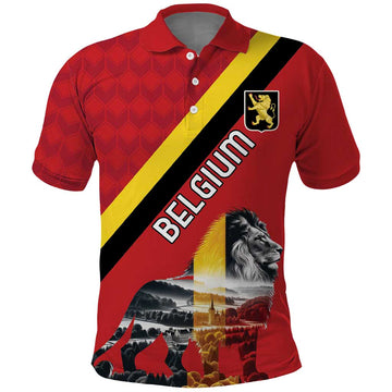 Personalized Belgium Polo Shirt Lion Rampant With Belgium Flag Colors LT18