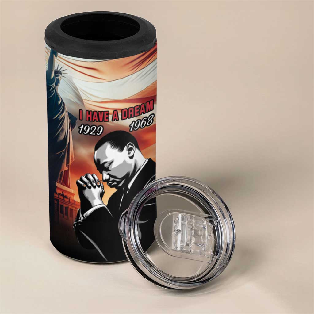 Happy MLK Day 4 in 1 Can Cooler Tumbler Black Americans Leaders I Have a Dream LT18
