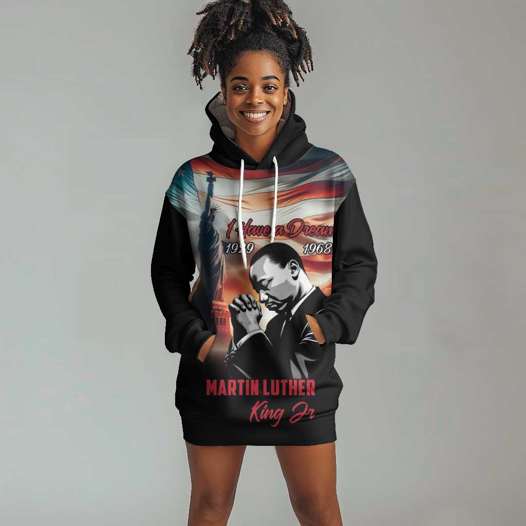 Happy MLK Day Hoodie Dress Black Americans Leaders I Have a Dream LT18