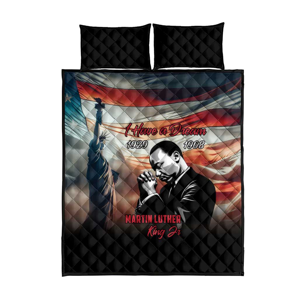 Happy MLK Day Quilt Bed Set Black Americans Leaders I Have a Dream LT18