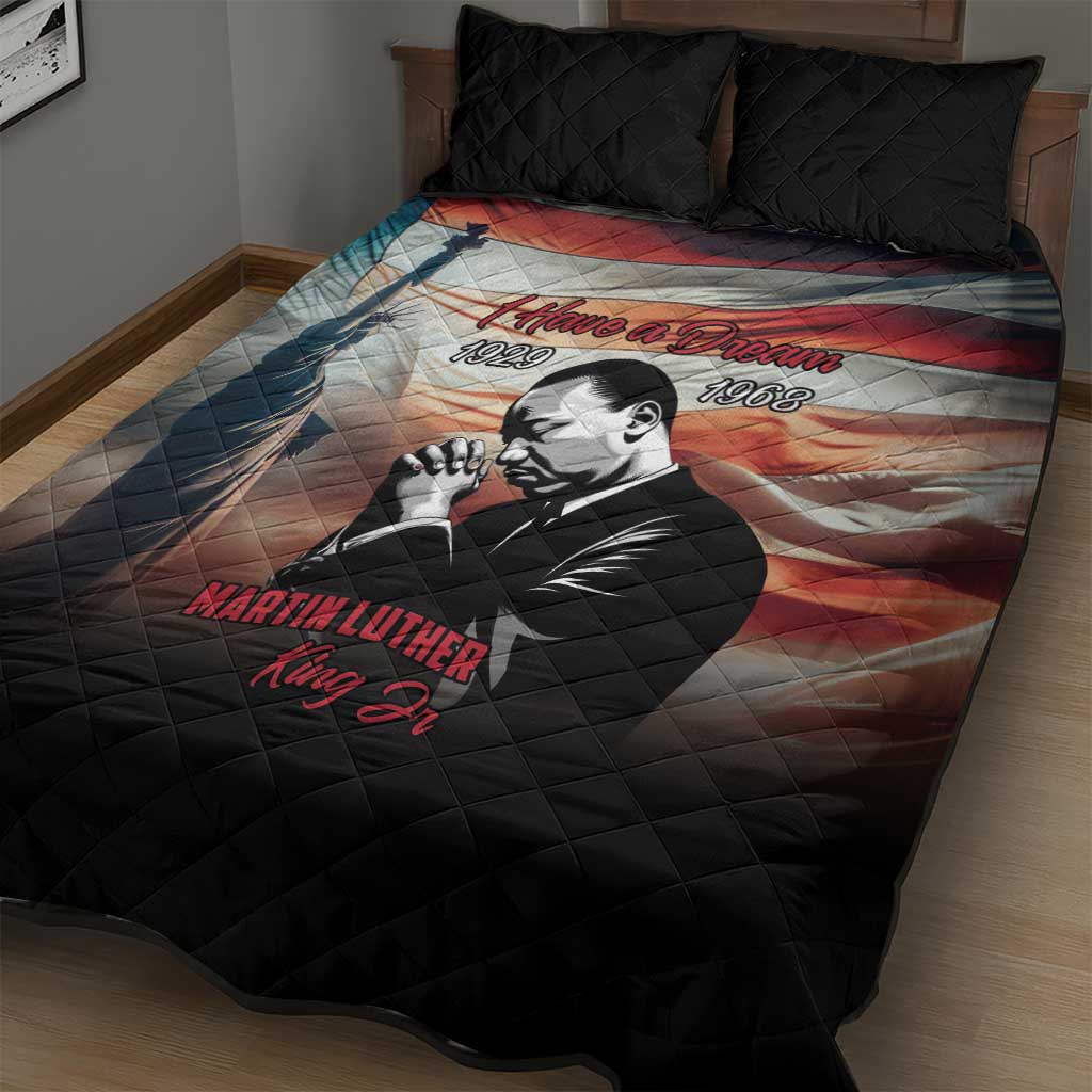 Happy MLK Day Quilt Bed Set Black Americans Leaders I Have a Dream LT18