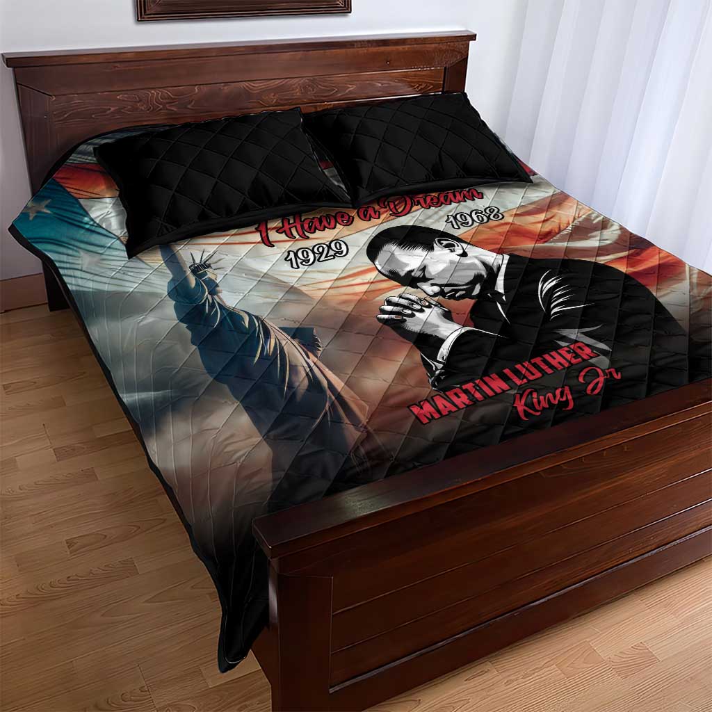 Happy MLK Day Quilt Bed Set Black Americans Leaders I Have a Dream LT18