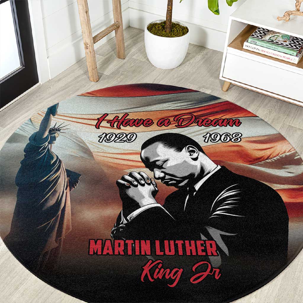 Happy MLK Day Round Carpet Black Americans Leaders I Have a Dream LT18