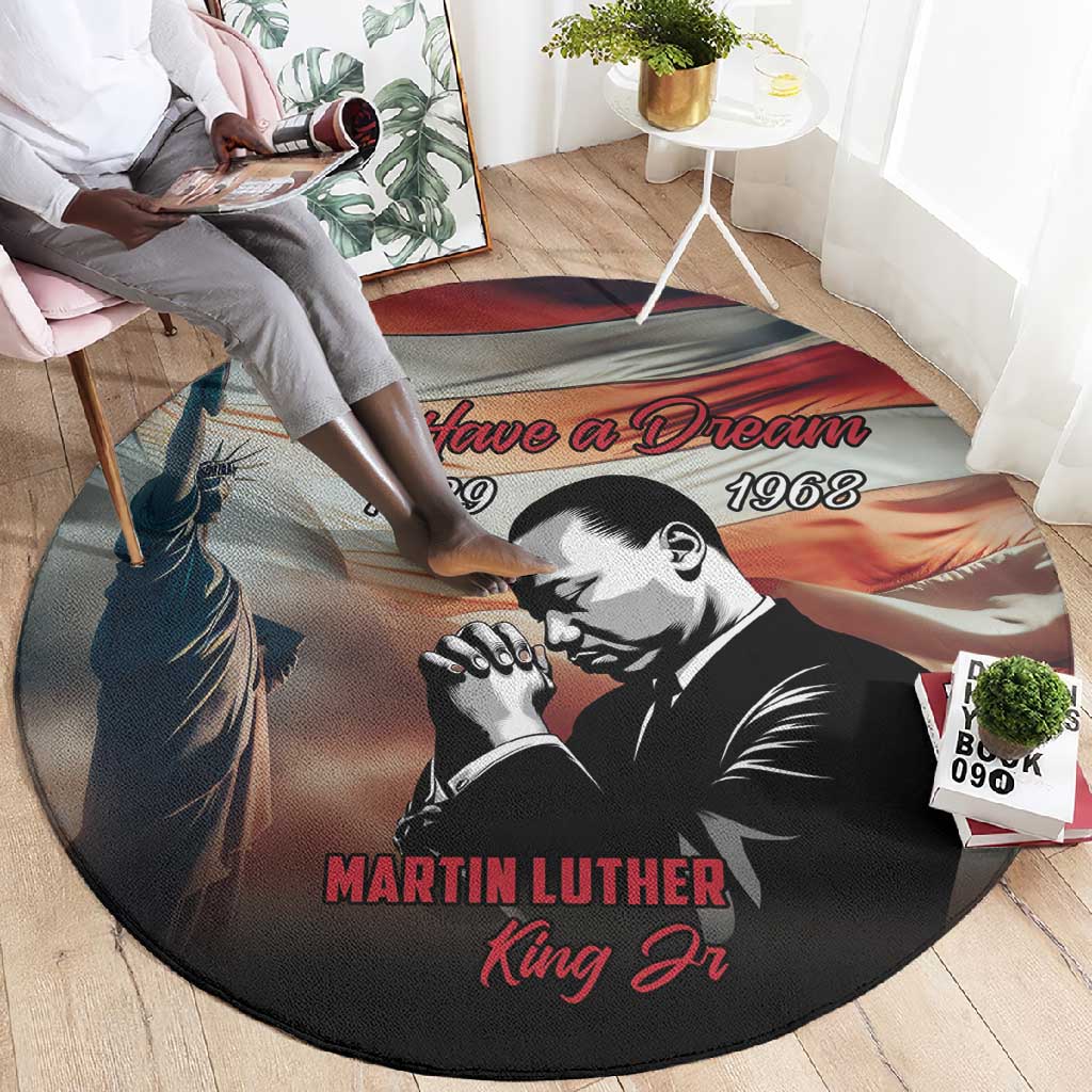 Happy MLK Day Round Carpet Black Americans Leaders I Have a Dream LT18