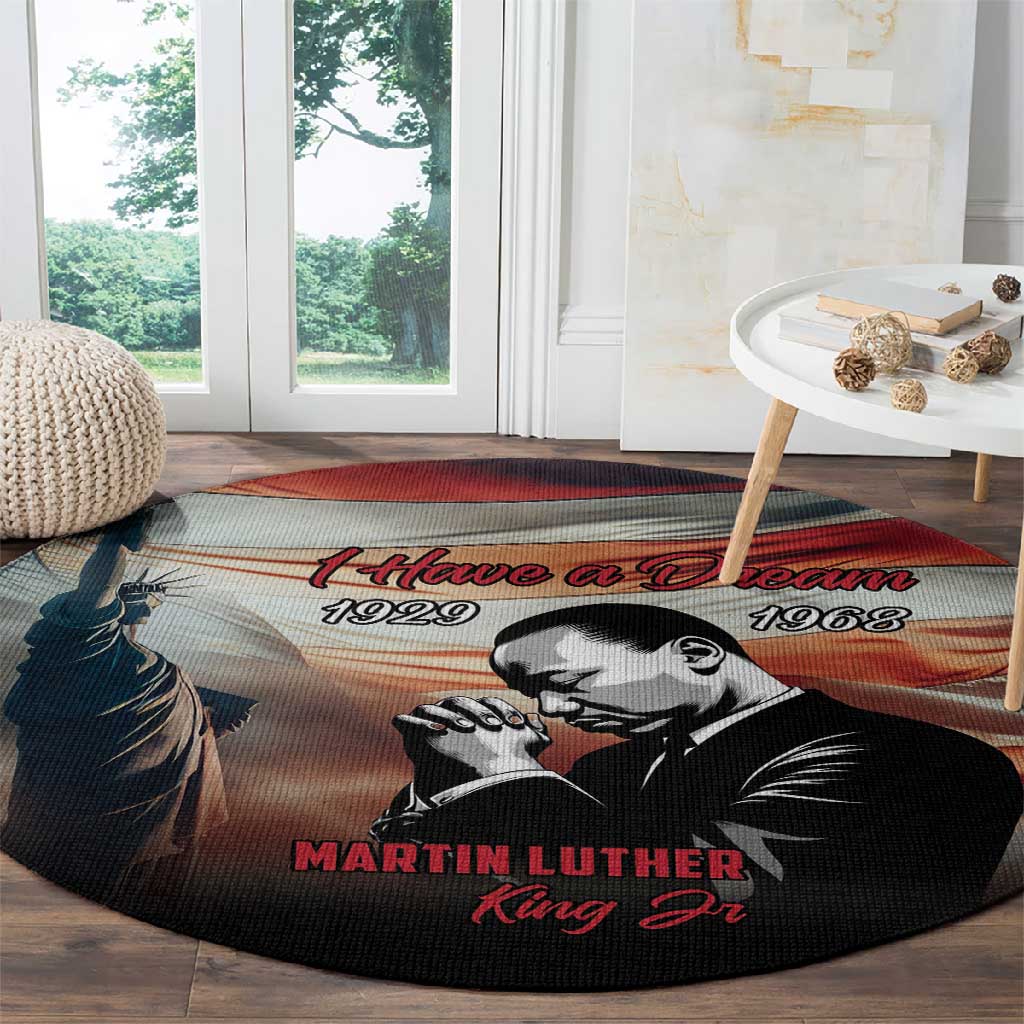 Happy MLK Day Round Carpet Black Americans Leaders I Have a Dream LT18