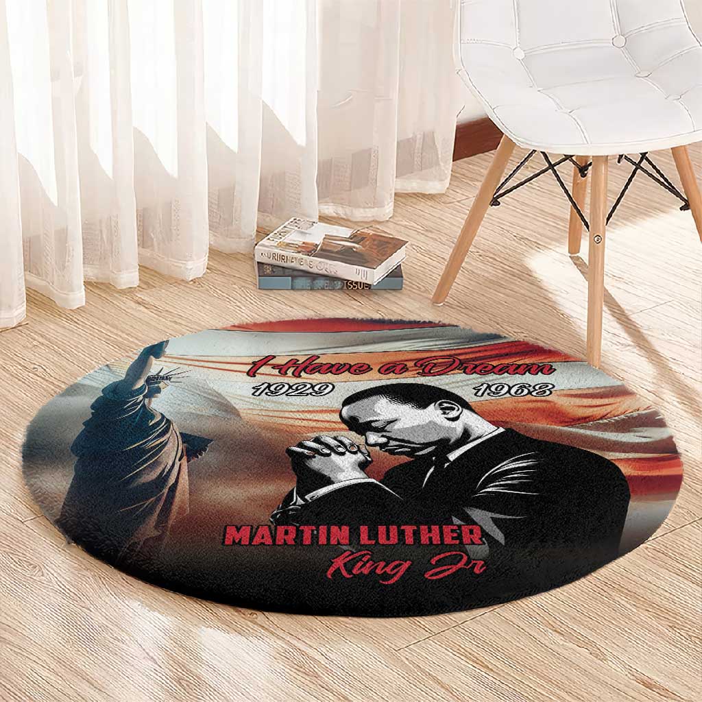 Happy MLK Day Round Carpet Black Americans Leaders I Have a Dream LT18