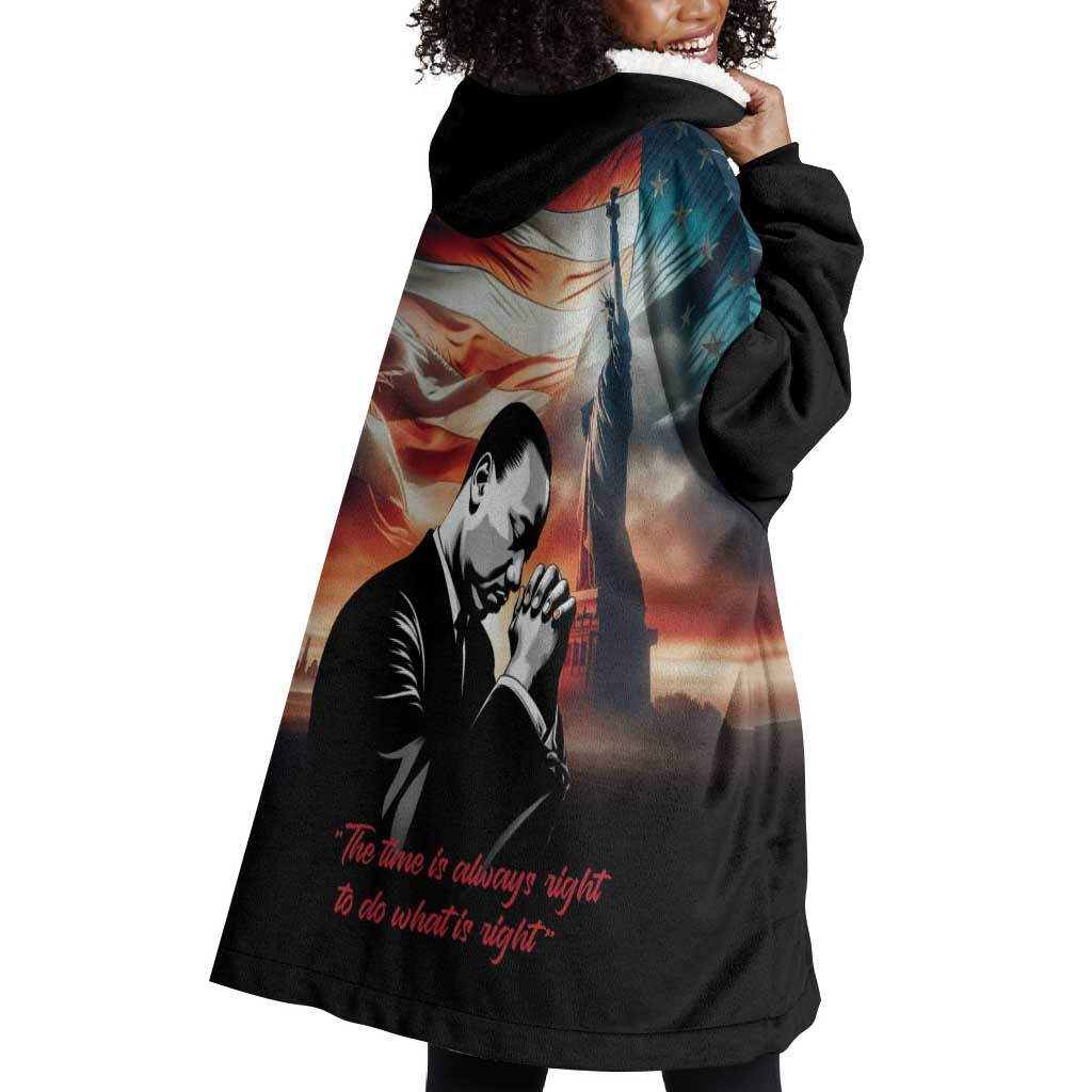 Happy MLK Day Wearable Blanket Hoodie Black Americans Leaders I Have a Dream LT18