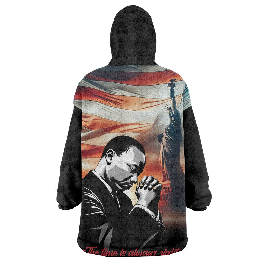 Happy MLK Day Wearable Blanket Hoodie Black Americans Leaders I Have a Dream LT18