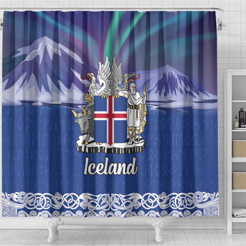 Iceland Shower Curtain Icelandic Landscape Northern Lights LT18