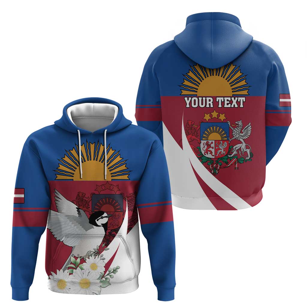 Personalized Latvia Hoodie White Wagtail Dievs Sveti Latviju LT18