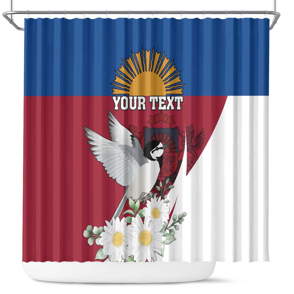 Personalized Latvia Shower Curtain White Wagtail Dievs Sveti Latviju LT18