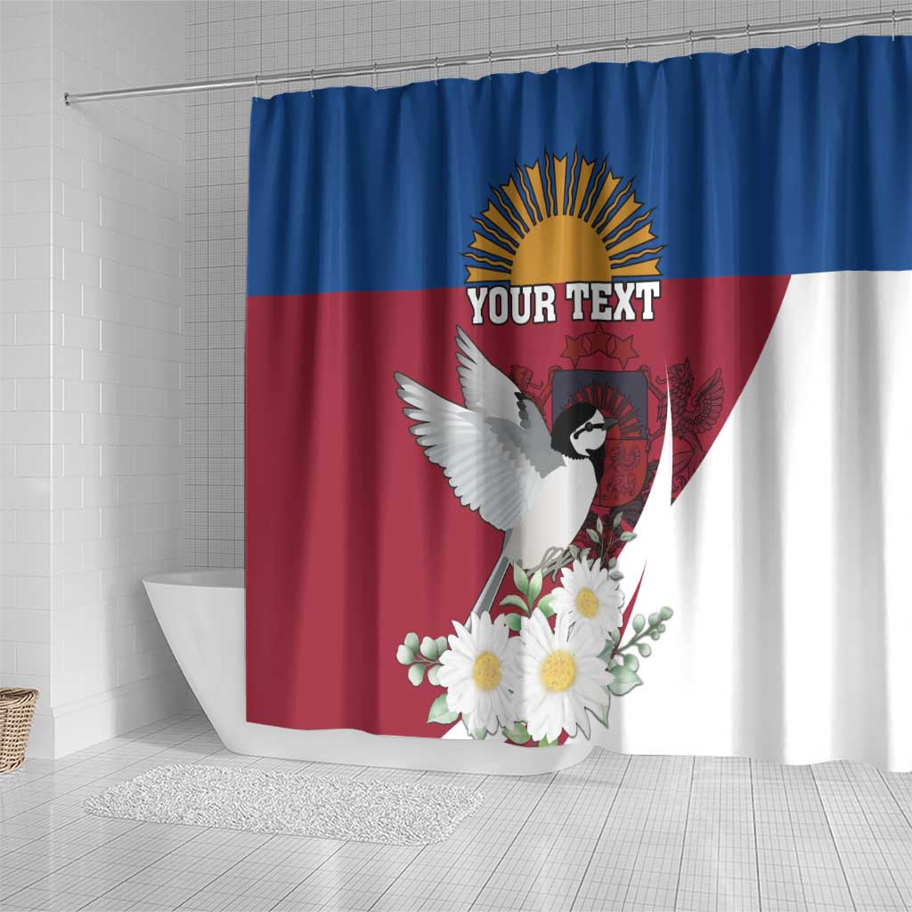 Personalized Latvia Shower Curtain White Wagtail Dievs Sveti Latviju LT18