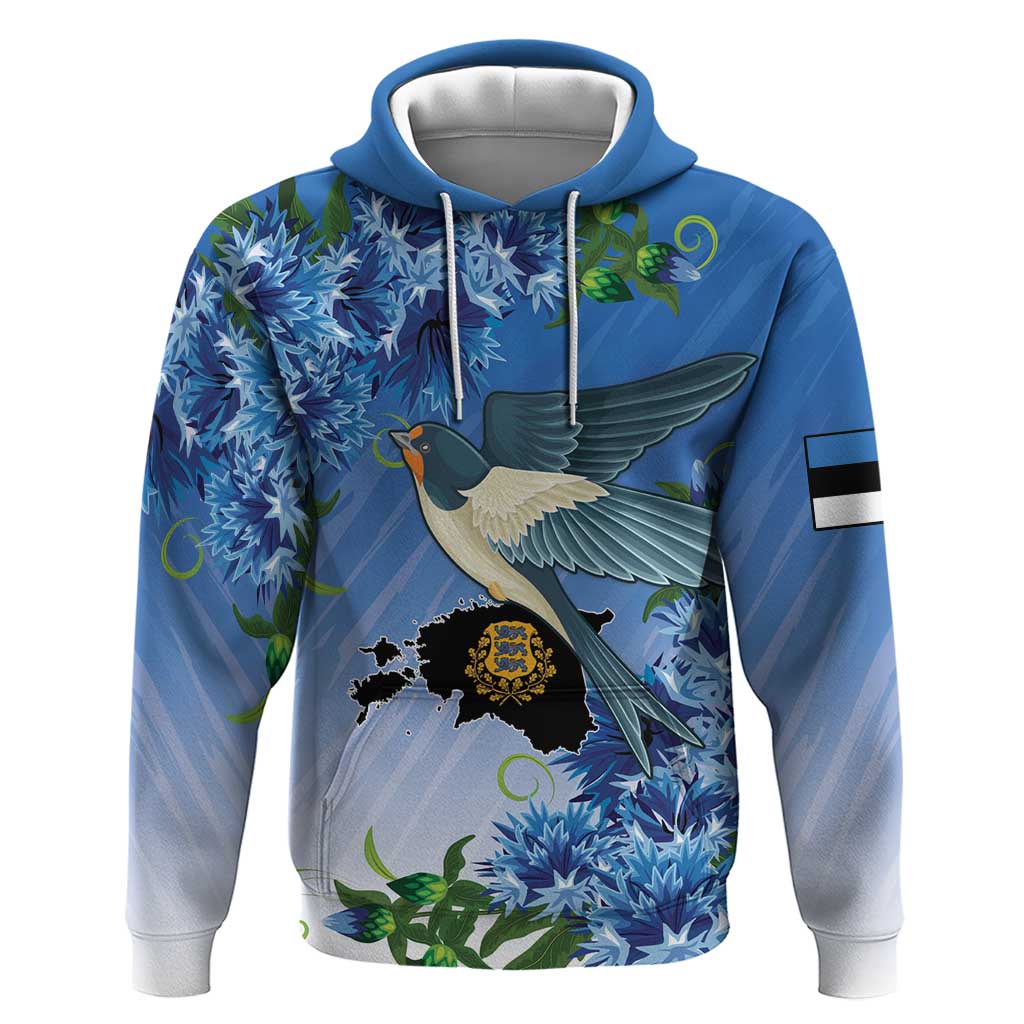 Personalized Estonia Hoodie Barn Swallow Cornflower Flower LT18