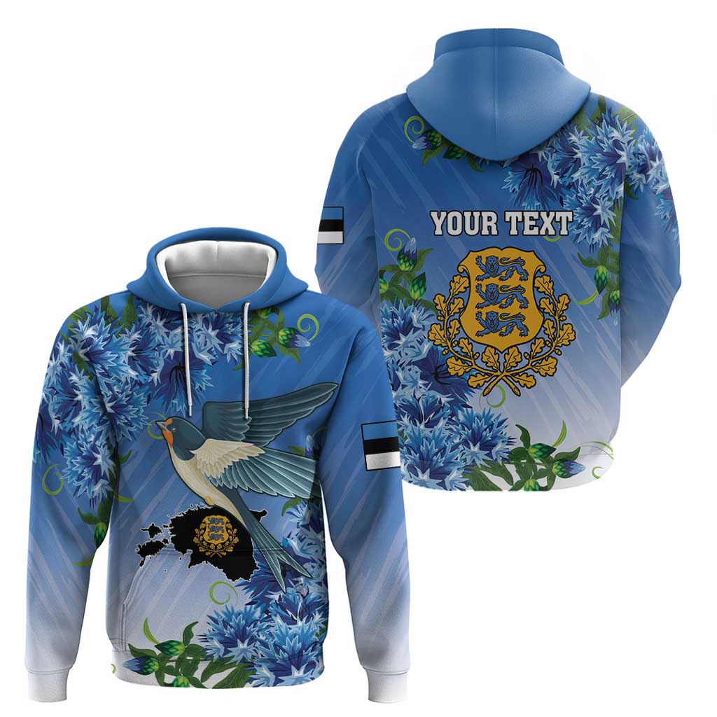 Personalized Estonia Hoodie Barn Swallow Cornflower Flower LT18
