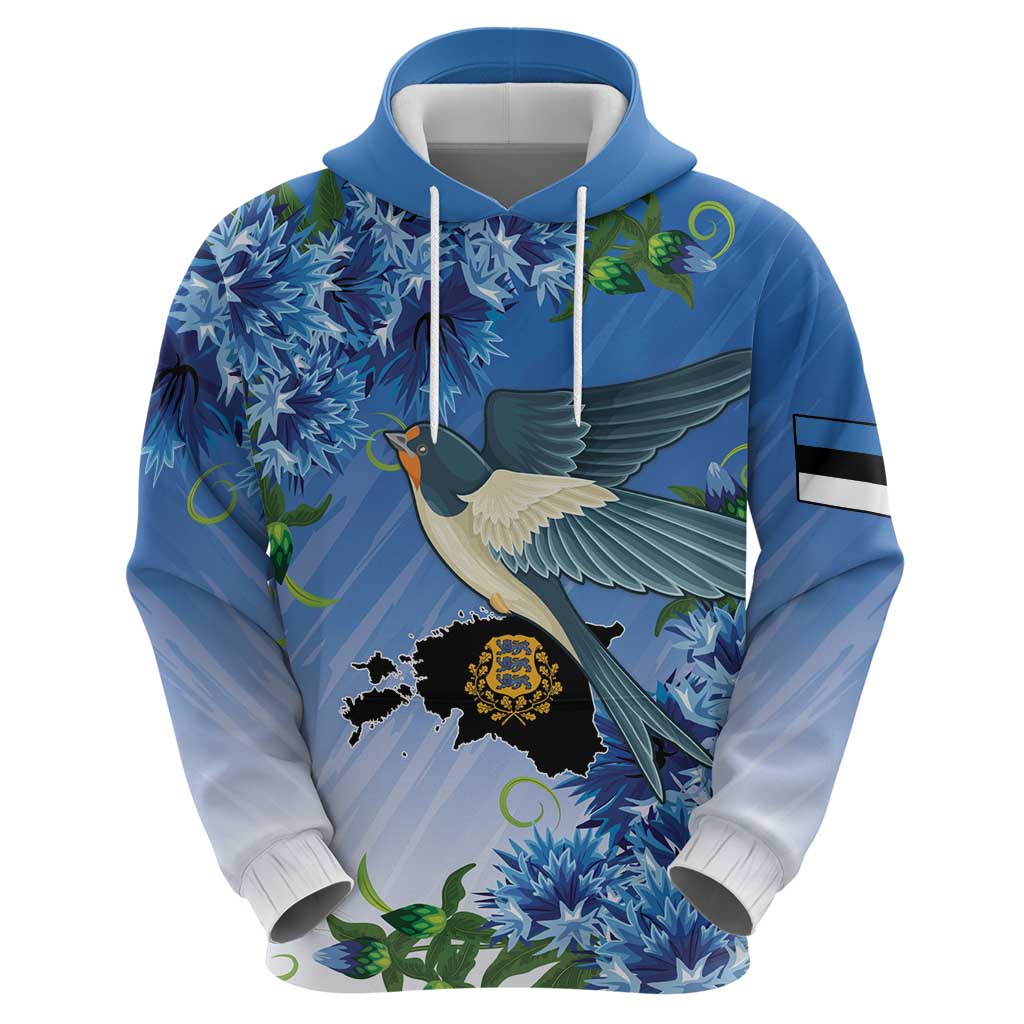 Personalized Estonia Hoodie Barn Swallow Cornflower Flower LT18