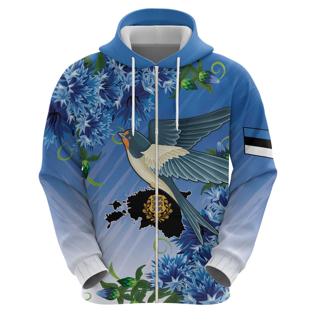 Personalized Estonia Hoodie Barn Swallow Cornflower Flower LT18