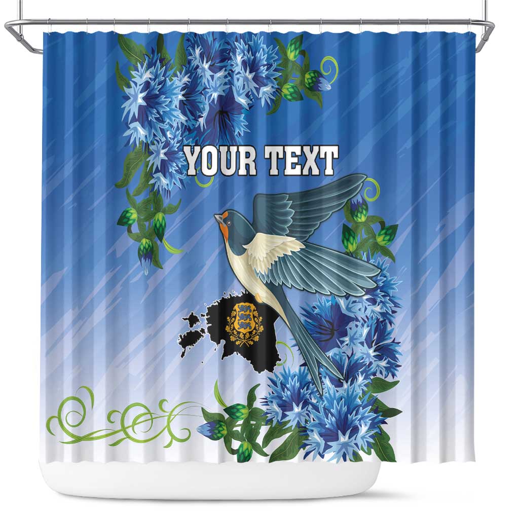 Personalized Estonia Shower Curtain Barn Swallow Cornflower Flower LT18