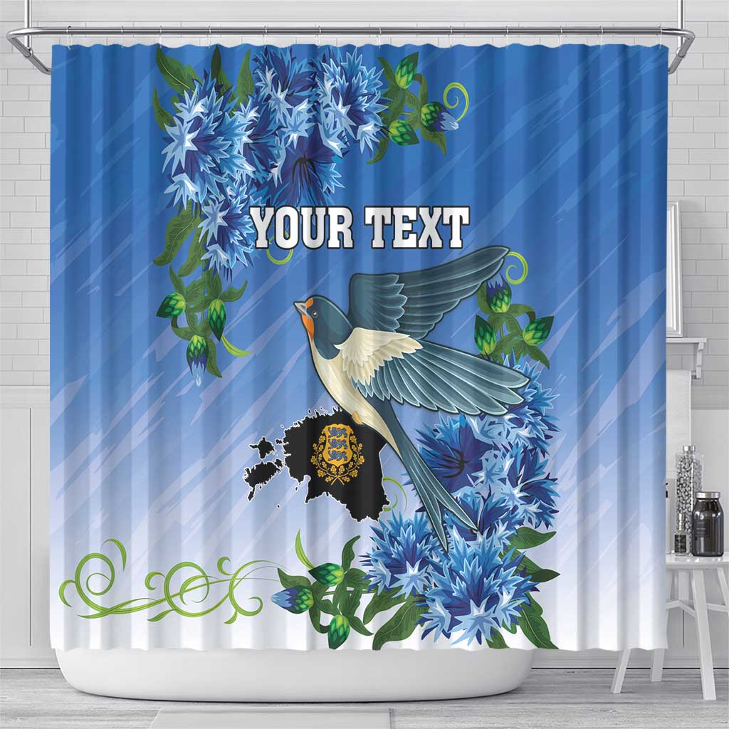 Personalized Estonia Shower Curtain Barn Swallow Cornflower Flower LT18