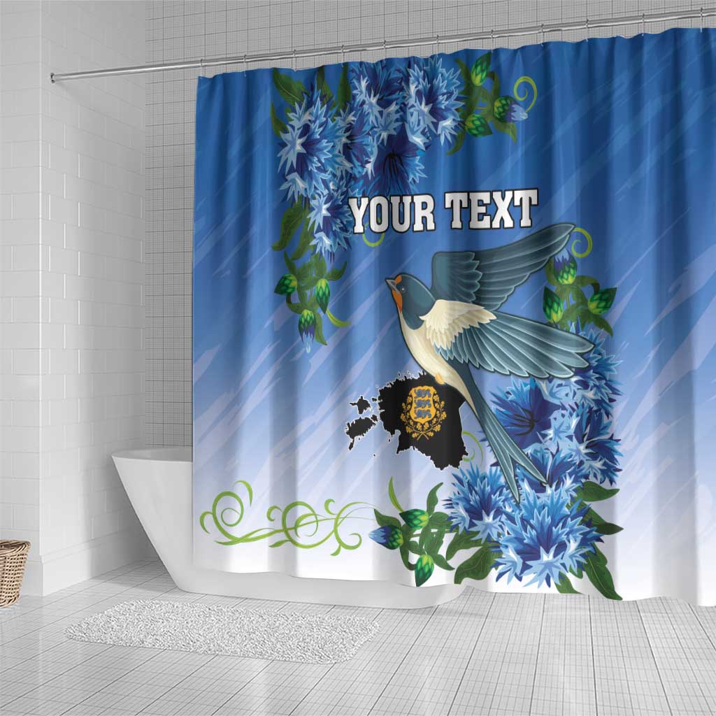 Personalized Estonia Shower Curtain Barn Swallow Cornflower Flower LT18