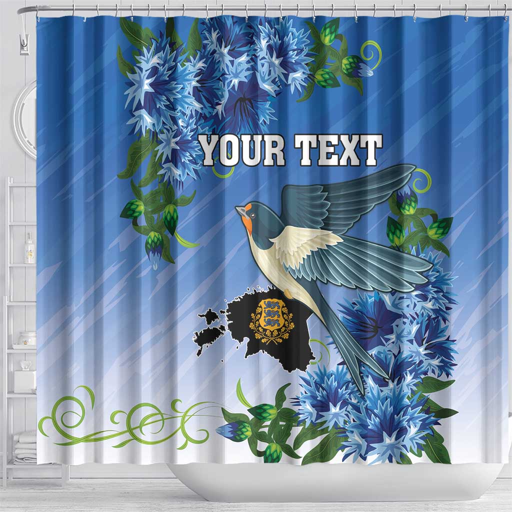 Personalized Estonia Shower Curtain Barn Swallow Cornflower Flower LT18