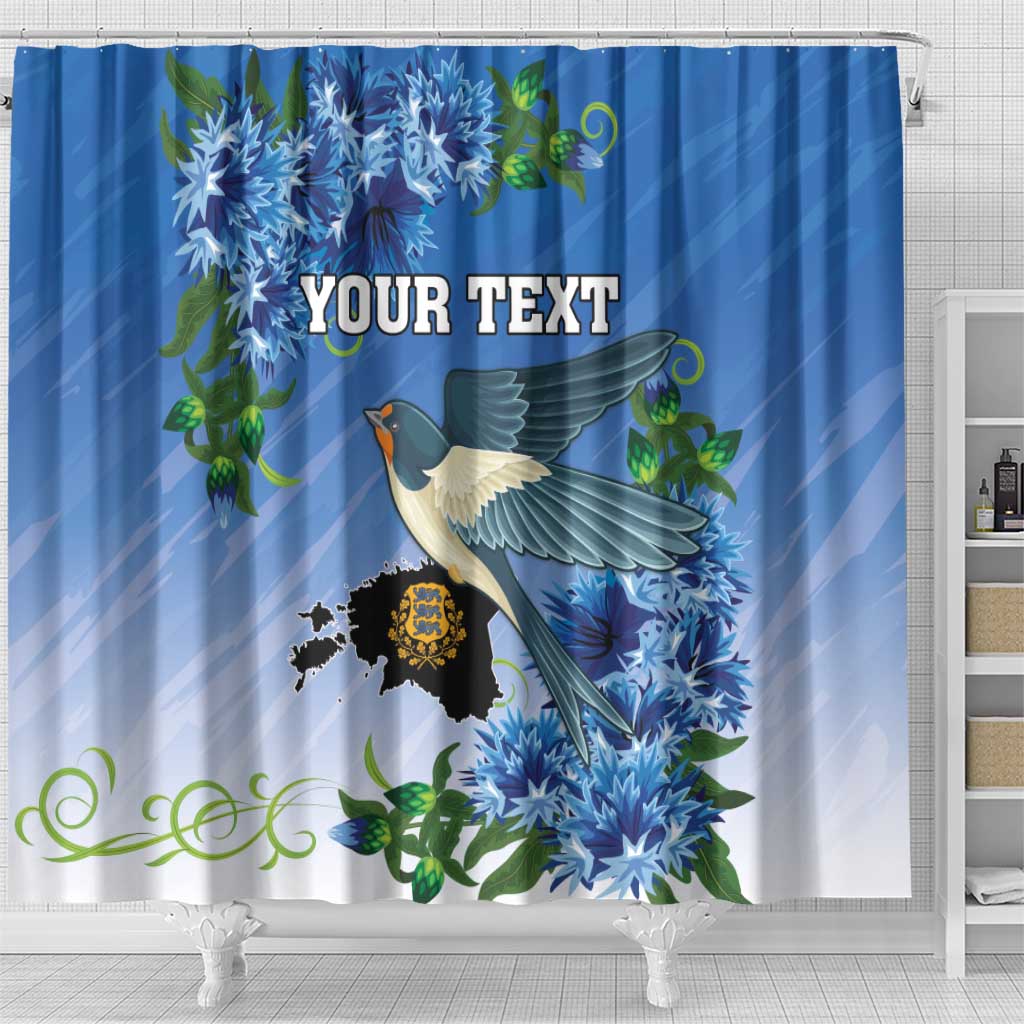 Personalized Estonia Shower Curtain Barn Swallow Cornflower Flower LT18