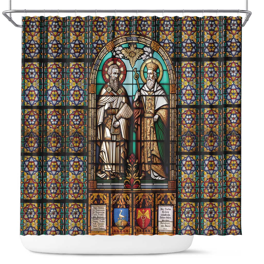 Happy Saints Cyril and Methodius Day Shower Curtain Christian Stained-Glass Window LT18