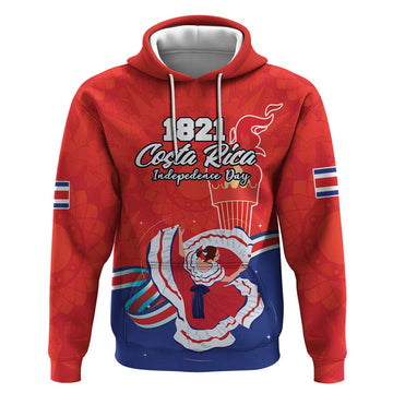 Personalized Costa Rica Independence Day Since 1821 Hoodie Folk Dancer with Folk Art Pattern LT18