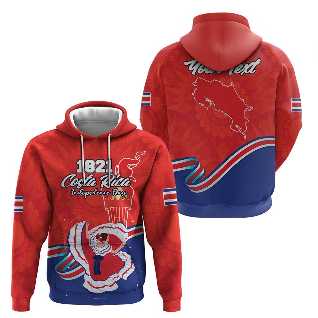 Personalized Costa Rica Independence Day Since 1821 Hoodie Folk Dancer with Folk Art Pattern LT18