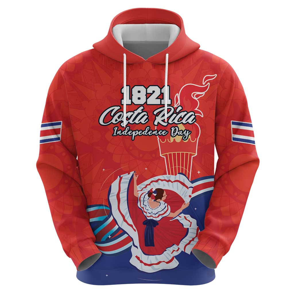 Personalized Costa Rica Independence Day Since 1821 Hoodie Folk Dancer with Folk Art Pattern LT18