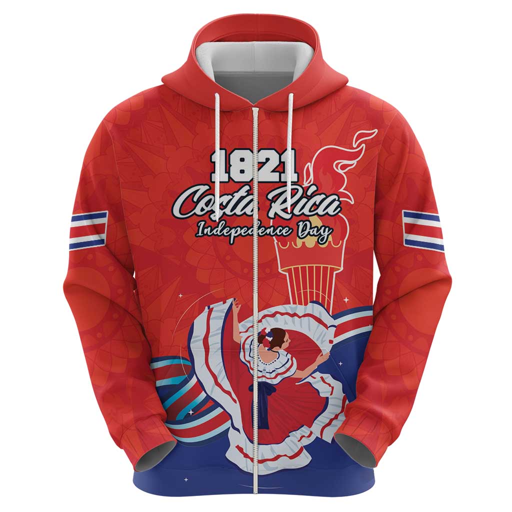 Personalized Costa Rica Independence Day Since 1821 Hoodie Folk Dancer with Folk Art Pattern LT18