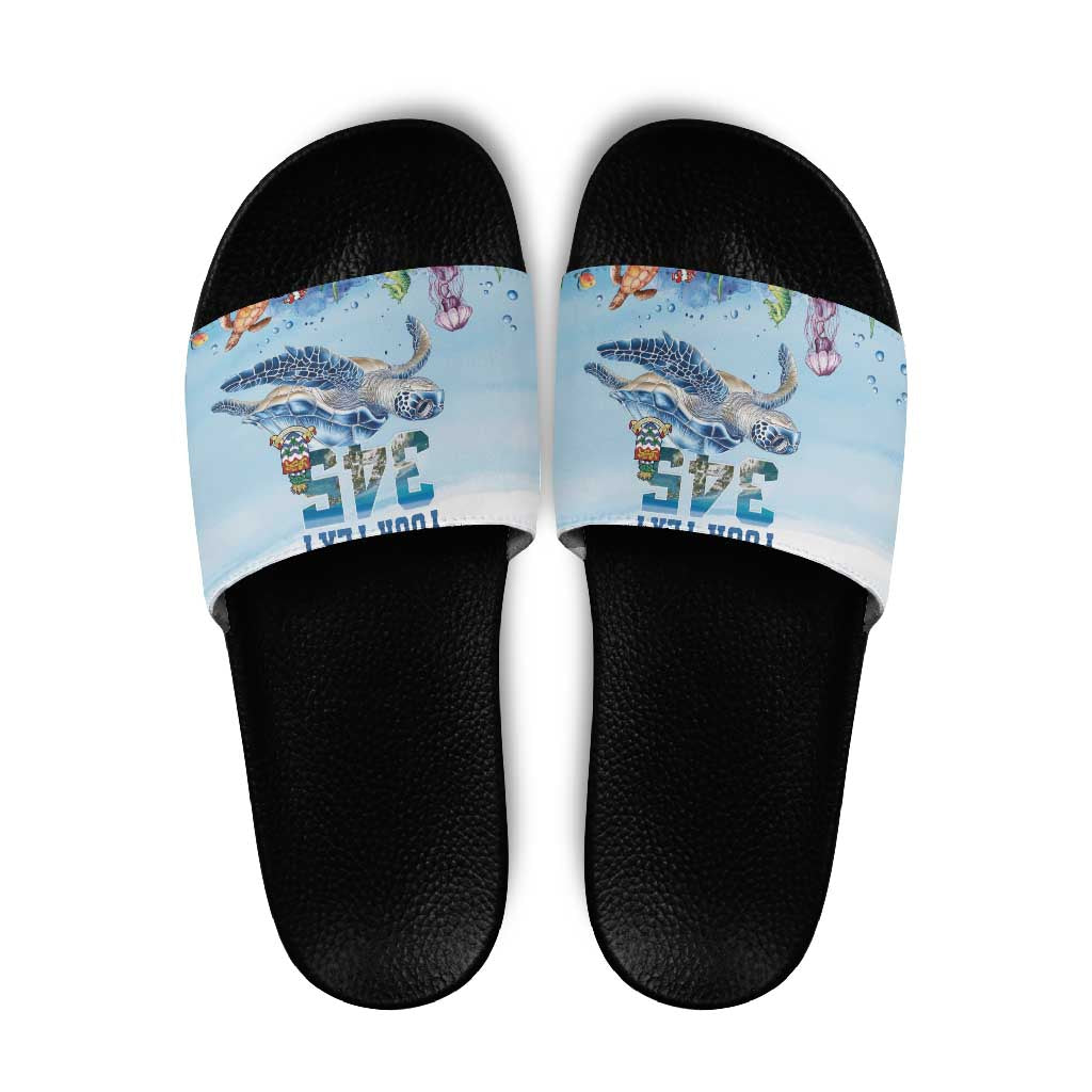 Personalized Cayman Islands 345 Slide Sandals Watercolor Turtle LT18