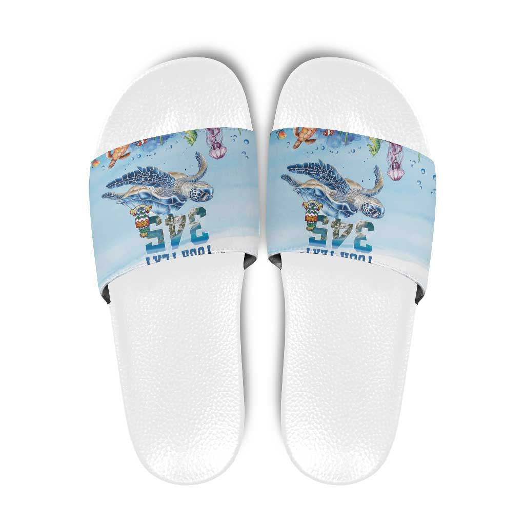 Personalized Cayman Islands 345 Slide Sandals Watercolor Turtle LT18